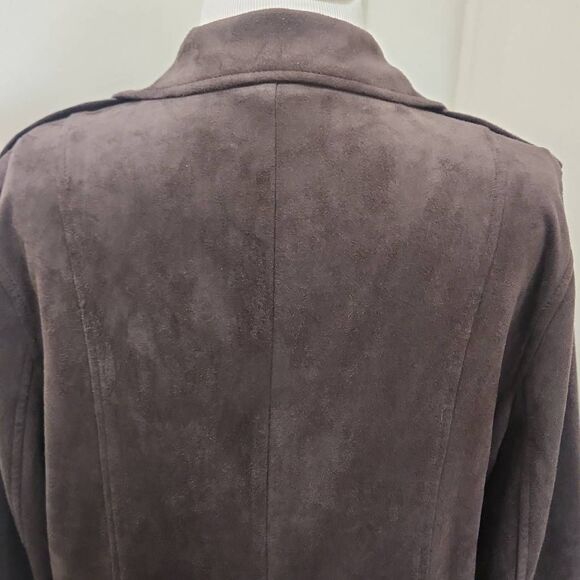 Style &  Co. Faux Suede Dark Coffee Bean Brown Moto Jacket, L, NWT - Picture 6 of 7